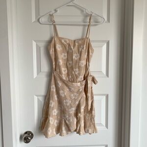 Princess Polly Cream Gold Asymmetrical Ruffled Mini Dress
